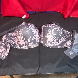 Floral Gray and Pink Bra